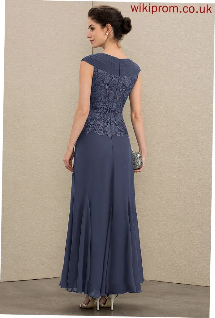 A-Line Ankle-Length Ruffle Mother Chiffon Beading Dress Bride With June of the Mother of the Bride Dresses V-neck Lace