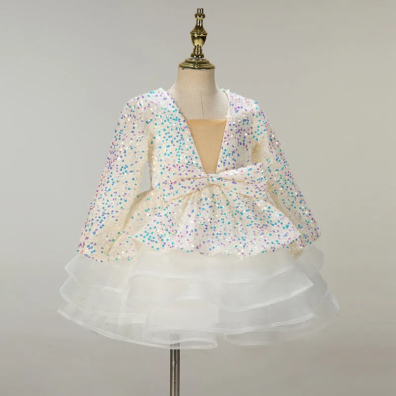 Baby Girl and Toddler Birthday Sequins  Pageant Princess Dress