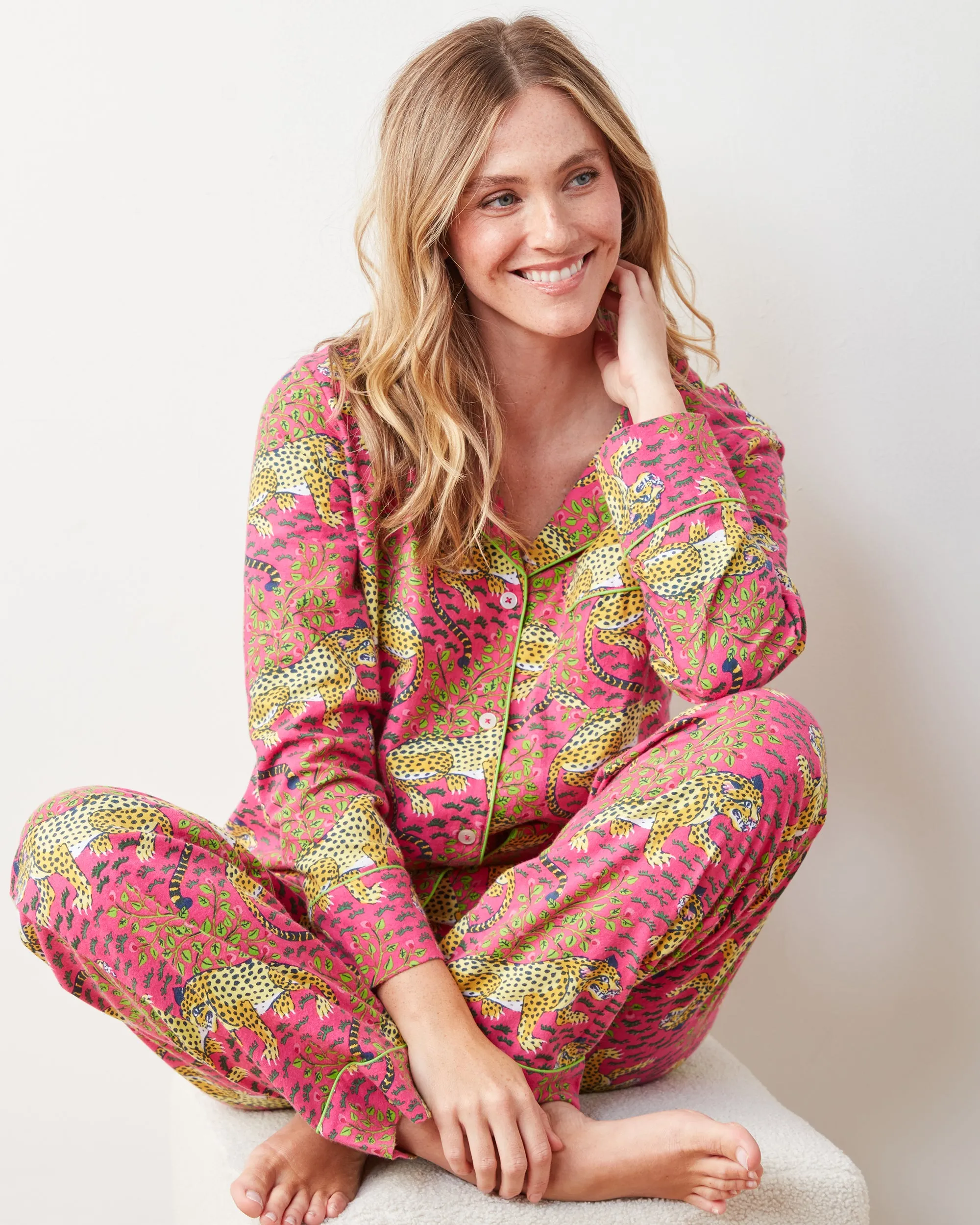 Bagheera - Petite Lightweight Flannel Long PJ Set - Hot Pink