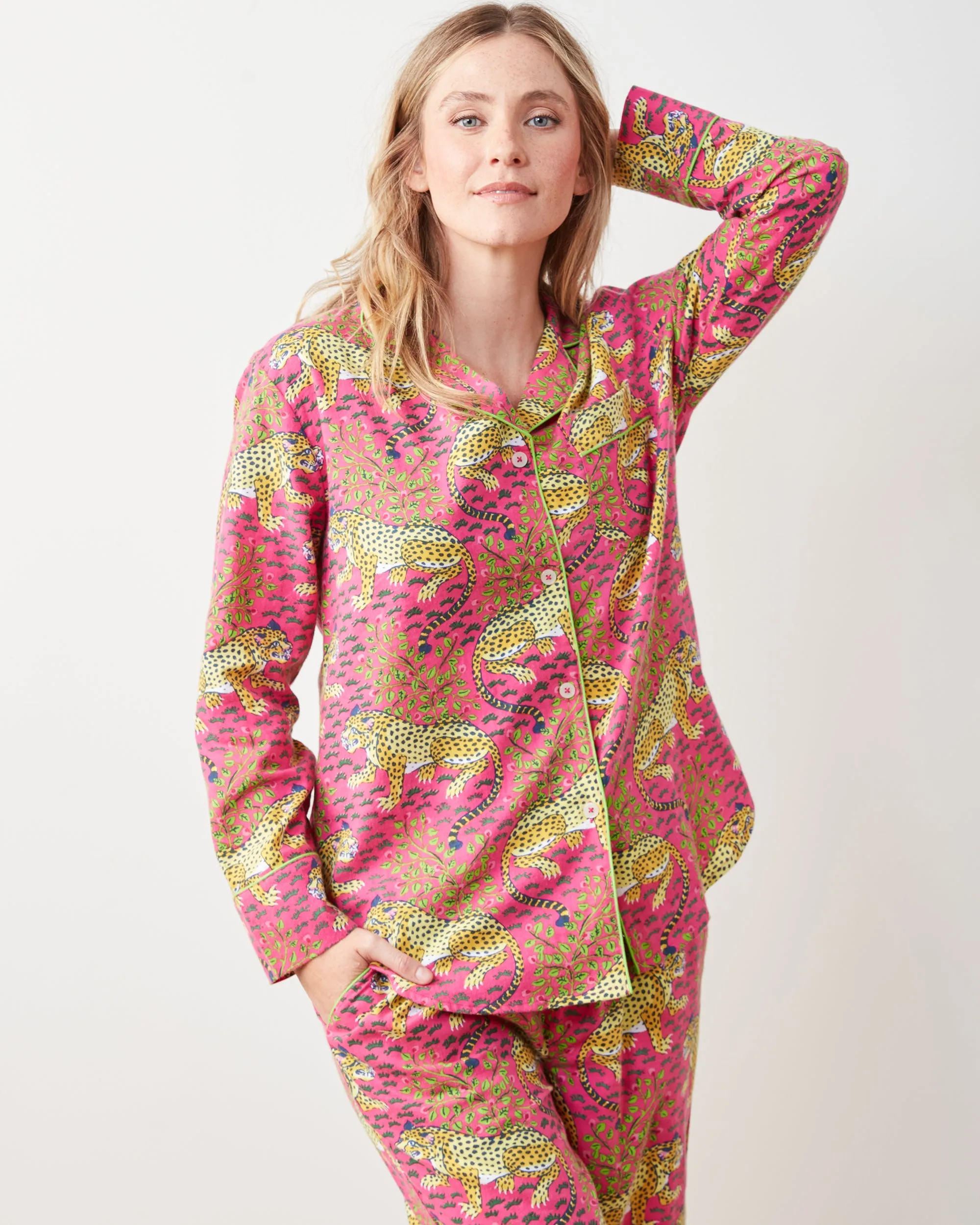 Bagheera - Petite Lightweight Flannel Long PJ Set - Hot Pink