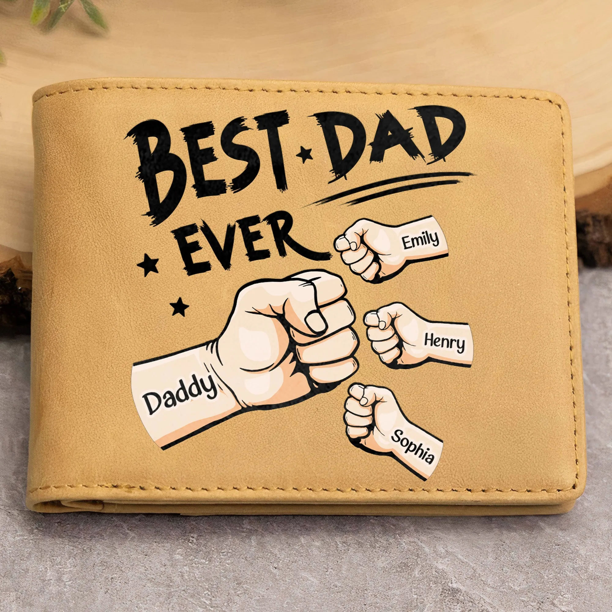 Best Dad Ever New Version - Personalized Leather Wallet