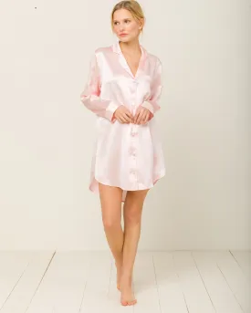 Camilla Silk Nightshirt in Candy Rose