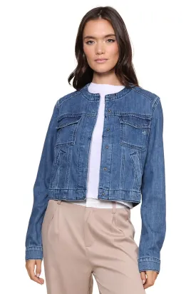 Collarless Denim Jacket