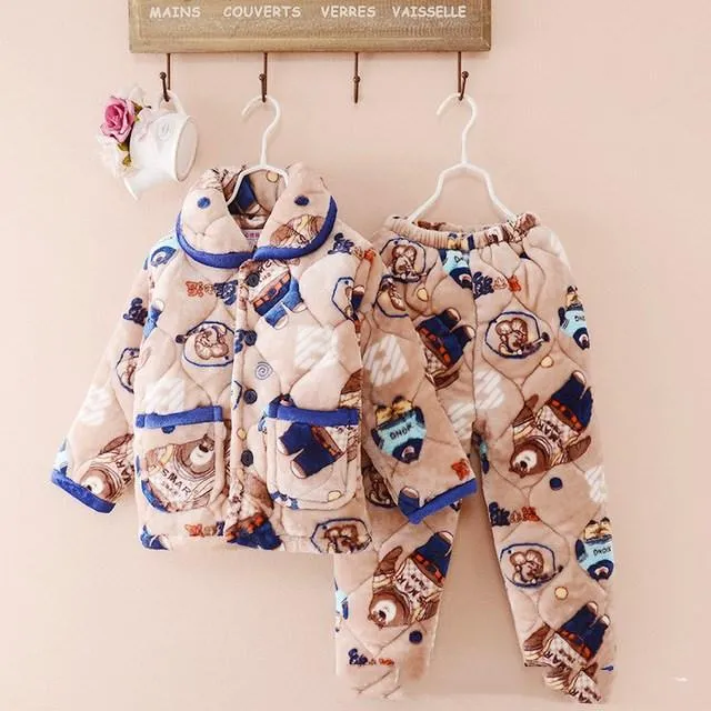 Cotton children's flannel pajamas