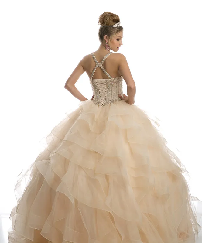 Cream Illusion Sweetheart Off-Shoulder Long Ball Gown | Elegant Evening Dress for Prom