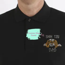 Custom Shih Tzu Dog Dad Embroidered Polo Shirt, Personalized Polo Shirt with Dog Name, Best Gifts For Shih Tzu Lovers