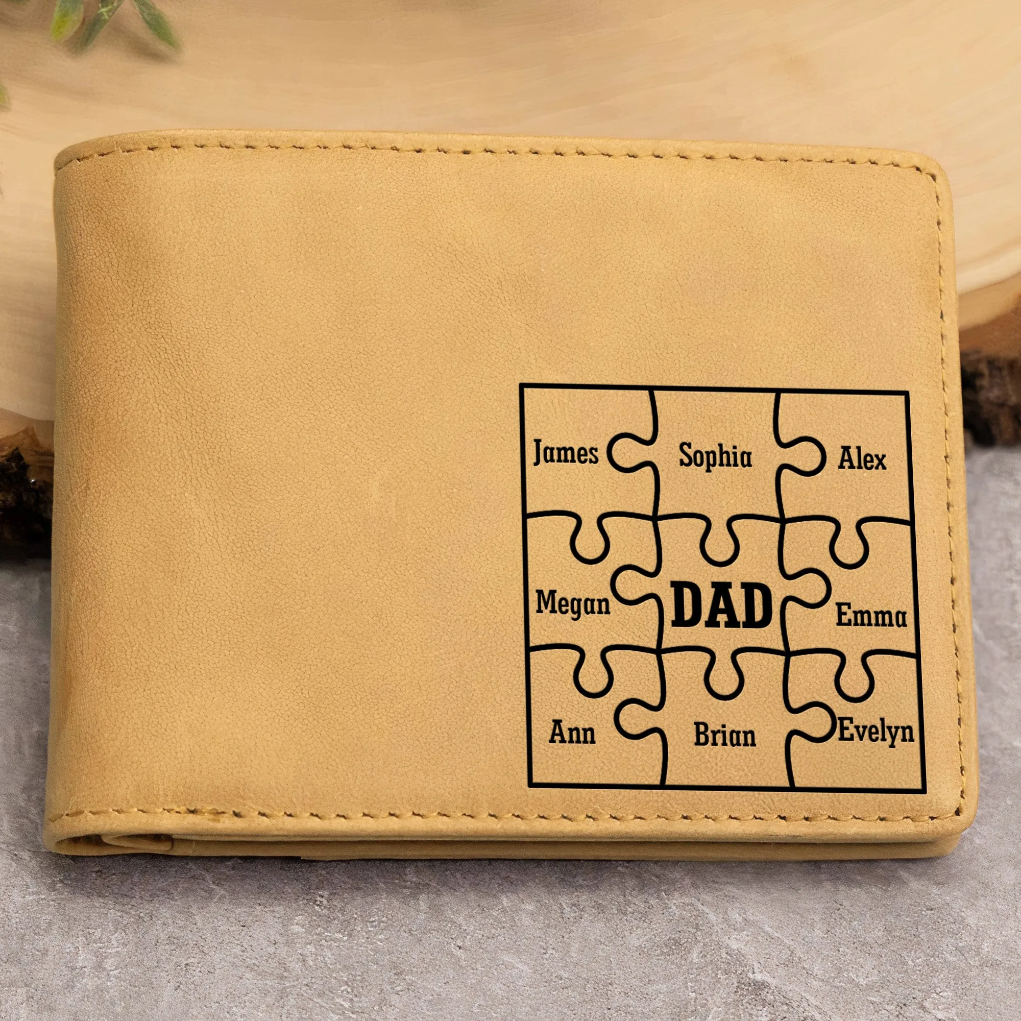 Dad, You Are The Piece That Holds Us Together - Personalized Leather Wallet