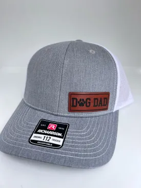 Dog Dad Christmas Hat for Dad. Richardson 112 leather patch trucker hat for Dad. Gift for Pop. Christmas Gift for dad. Dad Hat gift.