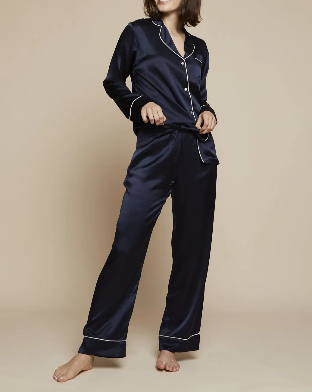 Elisabetha Silk Pyjama in Fullmoon Sky - Top