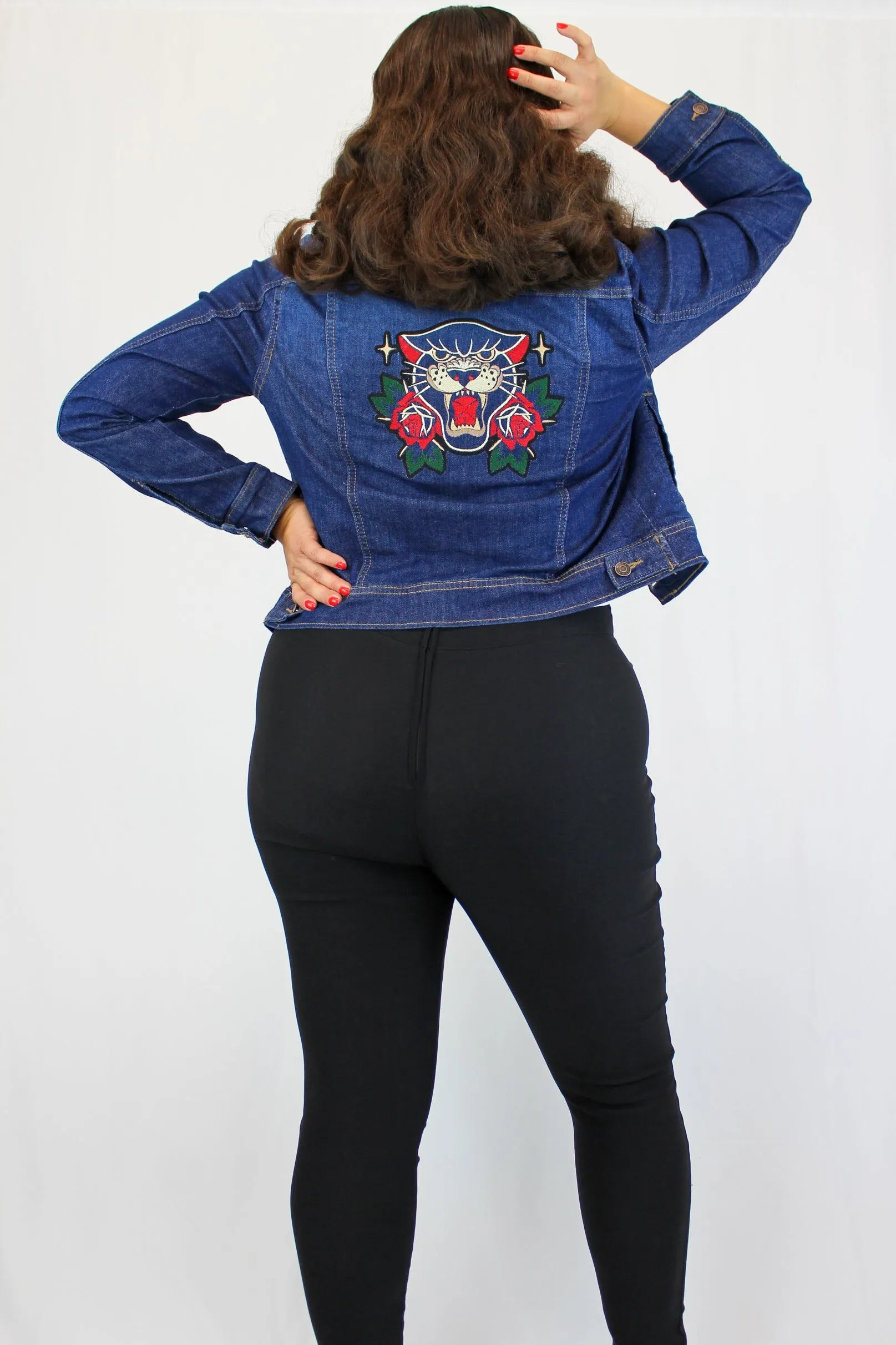 Embroidered Panther Denim Jacket