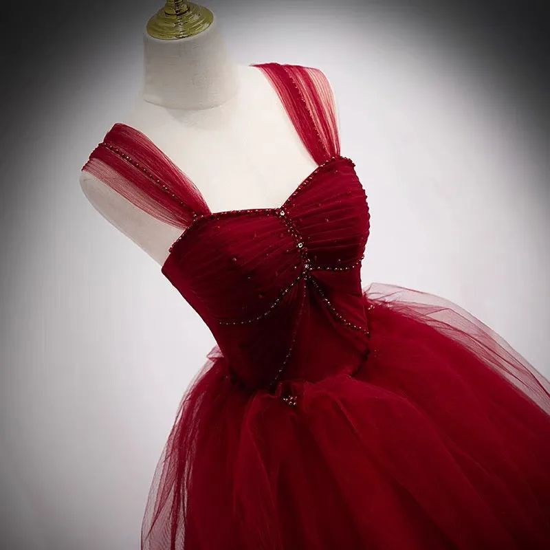 Fairytale Tulle Burgundy Sweet 16th Dress Ball Gown for Prom