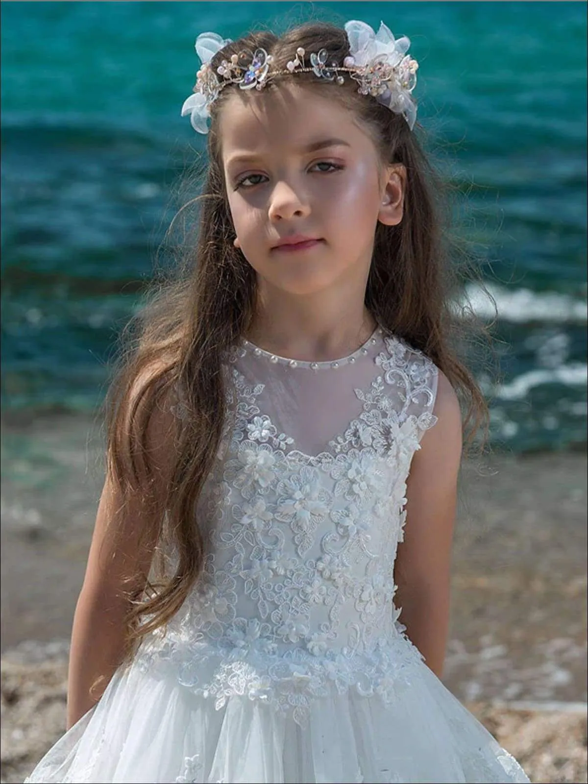 Fancy Flower Girl Tiered Ruffled Ball Gown