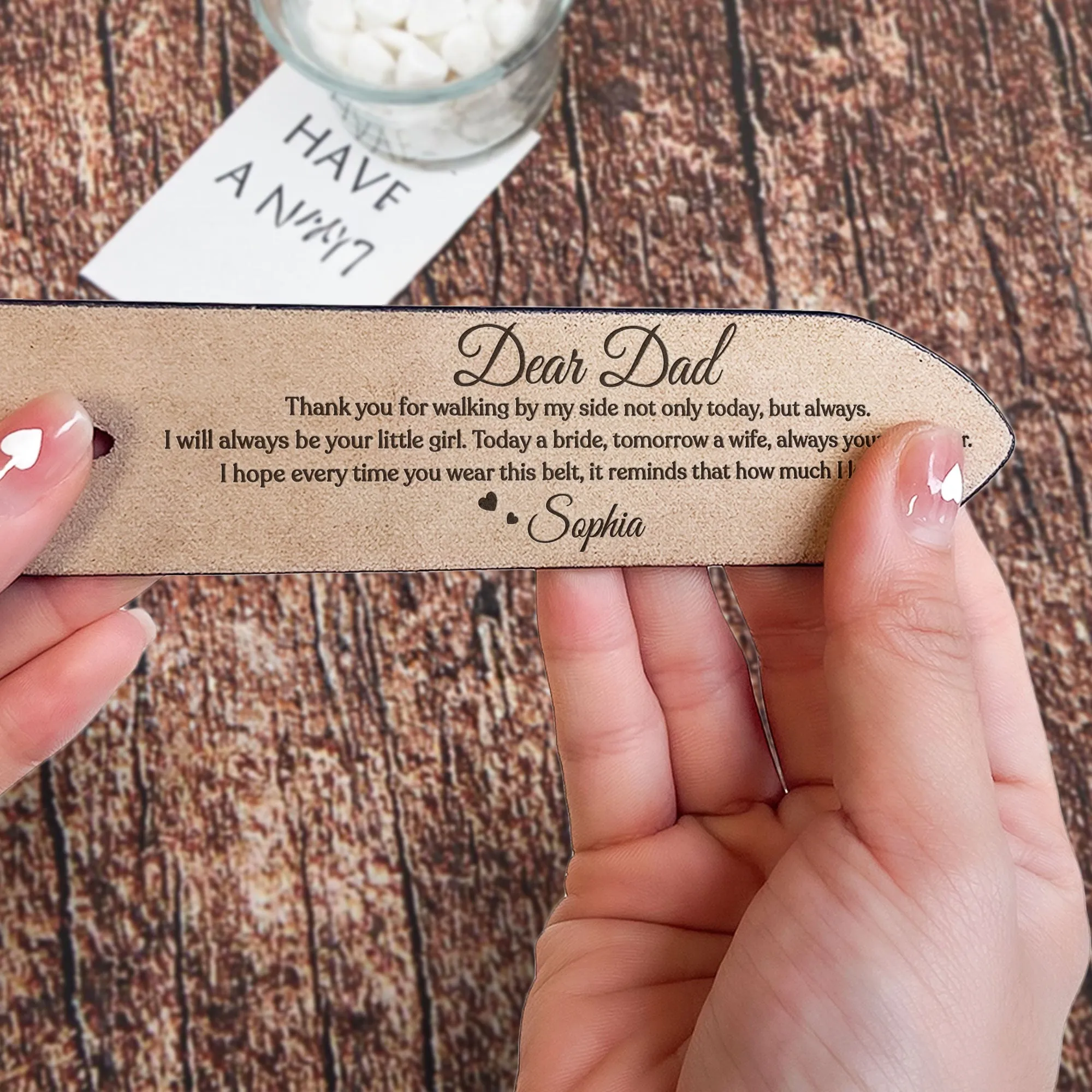 Father Of The Bride Always Your Little Girl - Personalized Engraved Leather Belt