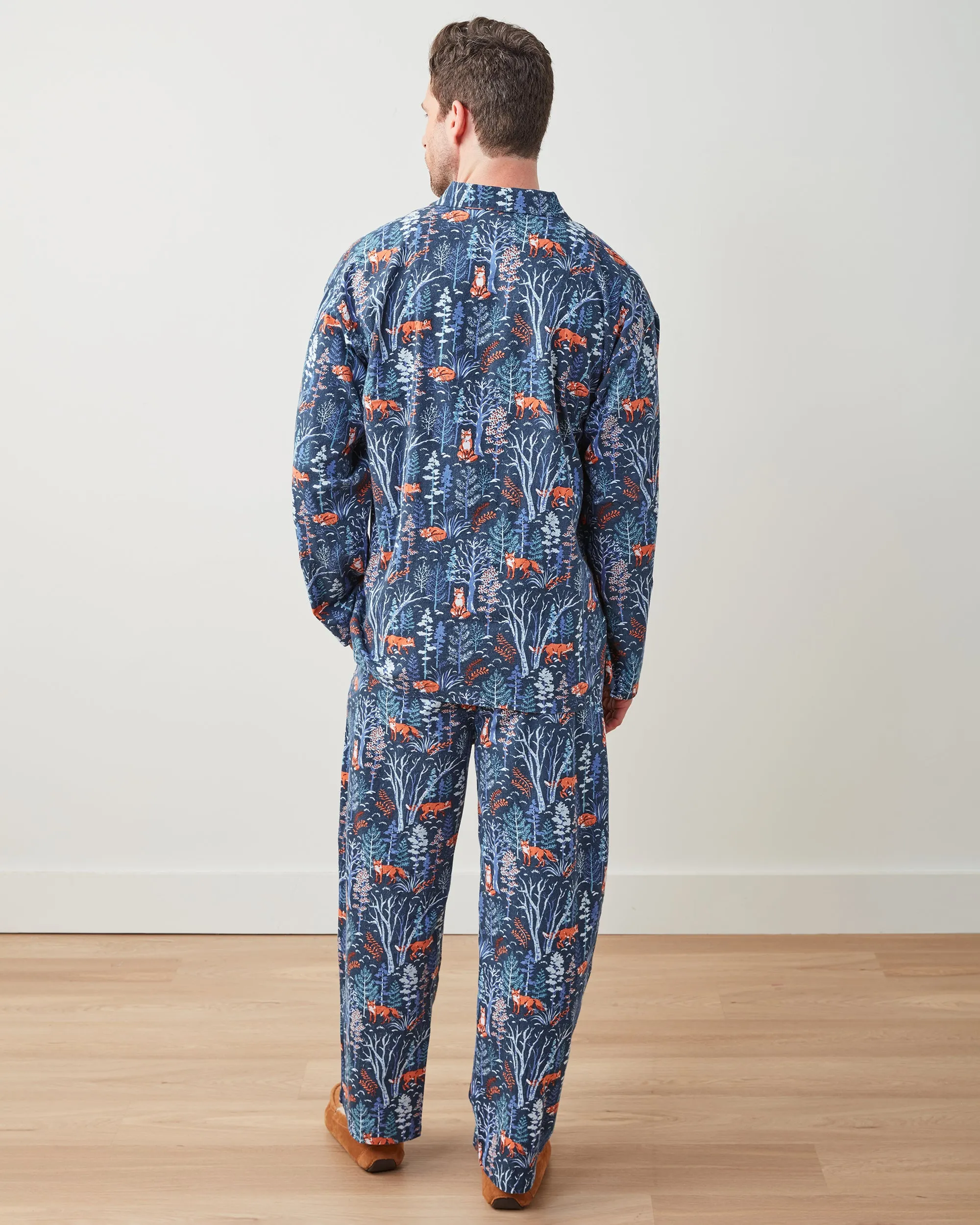 Fox & Folklore - Men's Lightweight Flannel Long PJ Set - Indigo