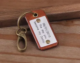 Handstamped Personalized Leather Keychain for Father's Day Gift