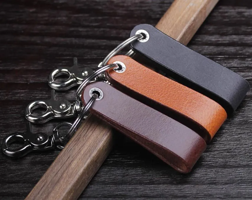 Handstamped Personalized Leather Keychain for Father's Day Gift