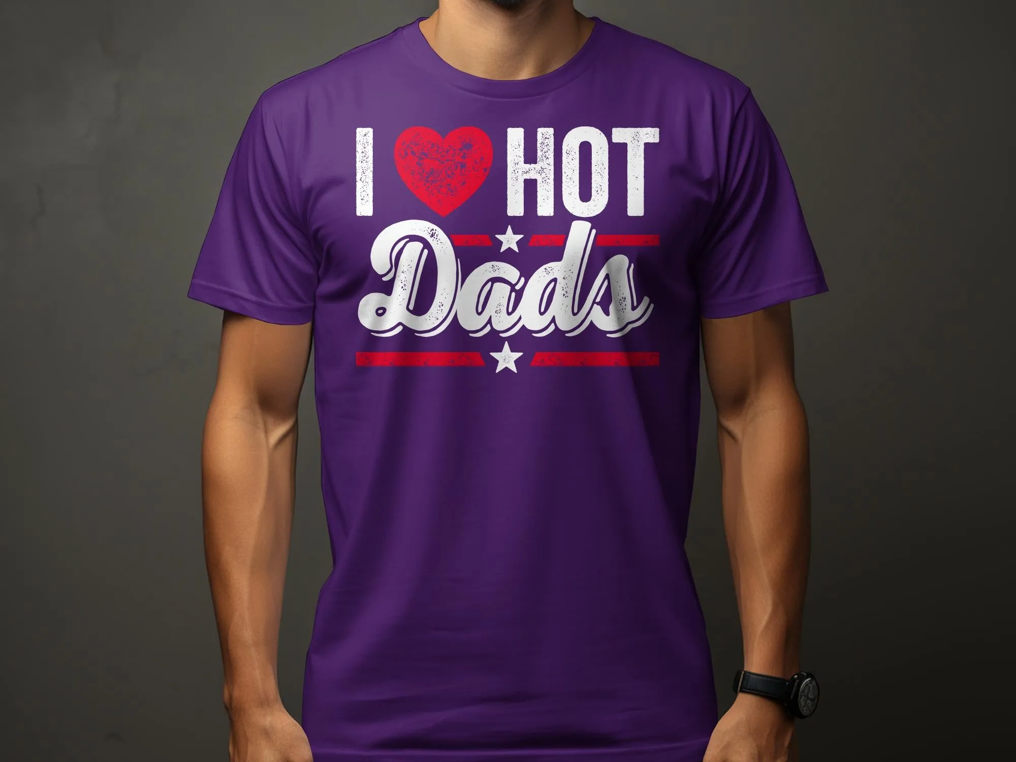 I Love Hot Dads T-Shirt, Funny Fathers Day Gift, Birthday Present for Dad, Graphic Tee for Dad, Cool Dad Shirt, Fathers Day Apparel