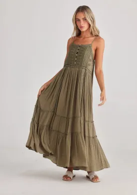 Inhale Dress -  Olive Dobby