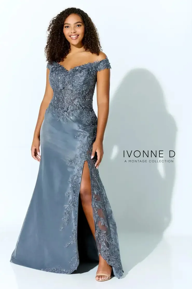 Ivonne D 221D51 Mikado Gown with detachable skirt