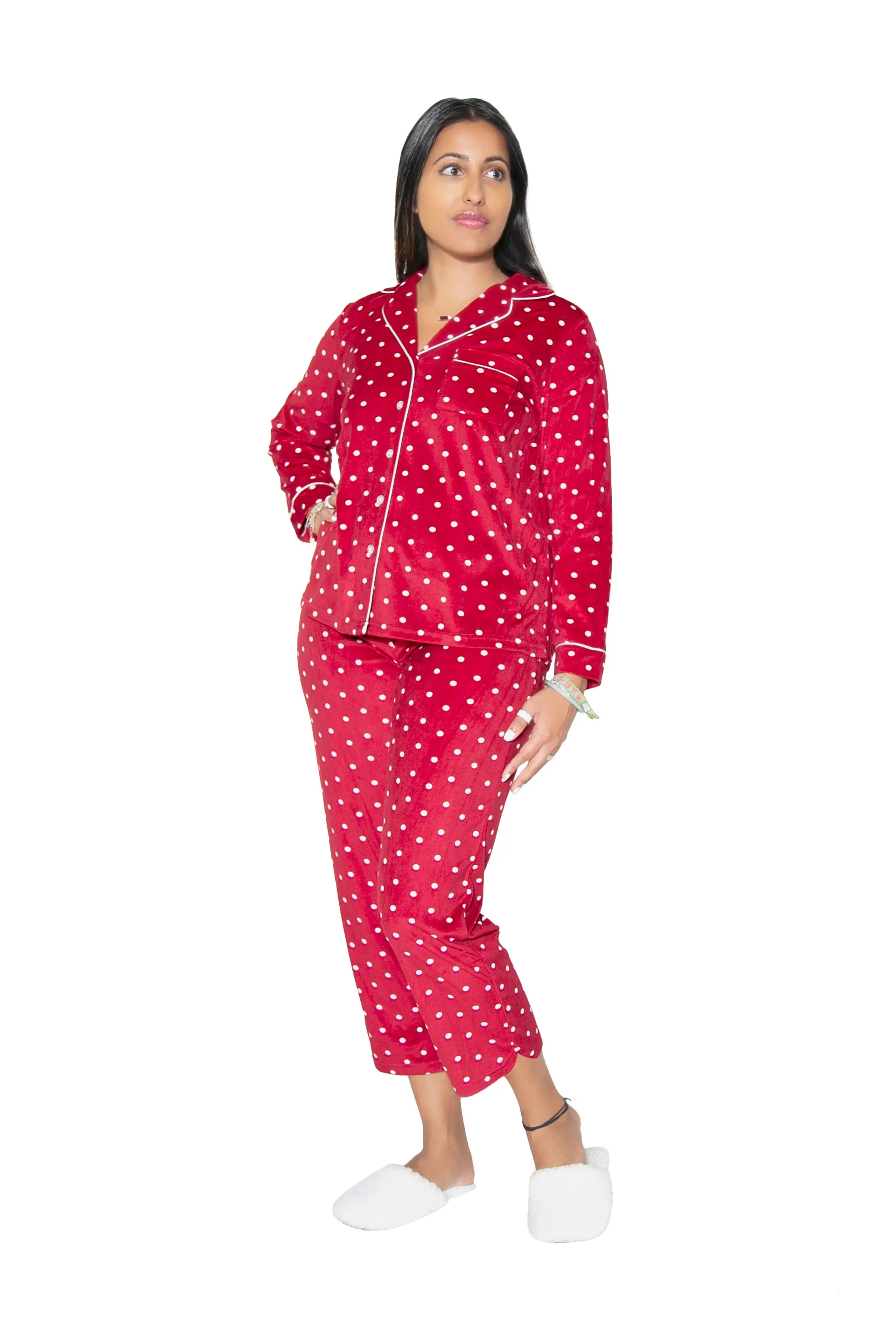 La Cera Sheered Minky Fleece PJ Set