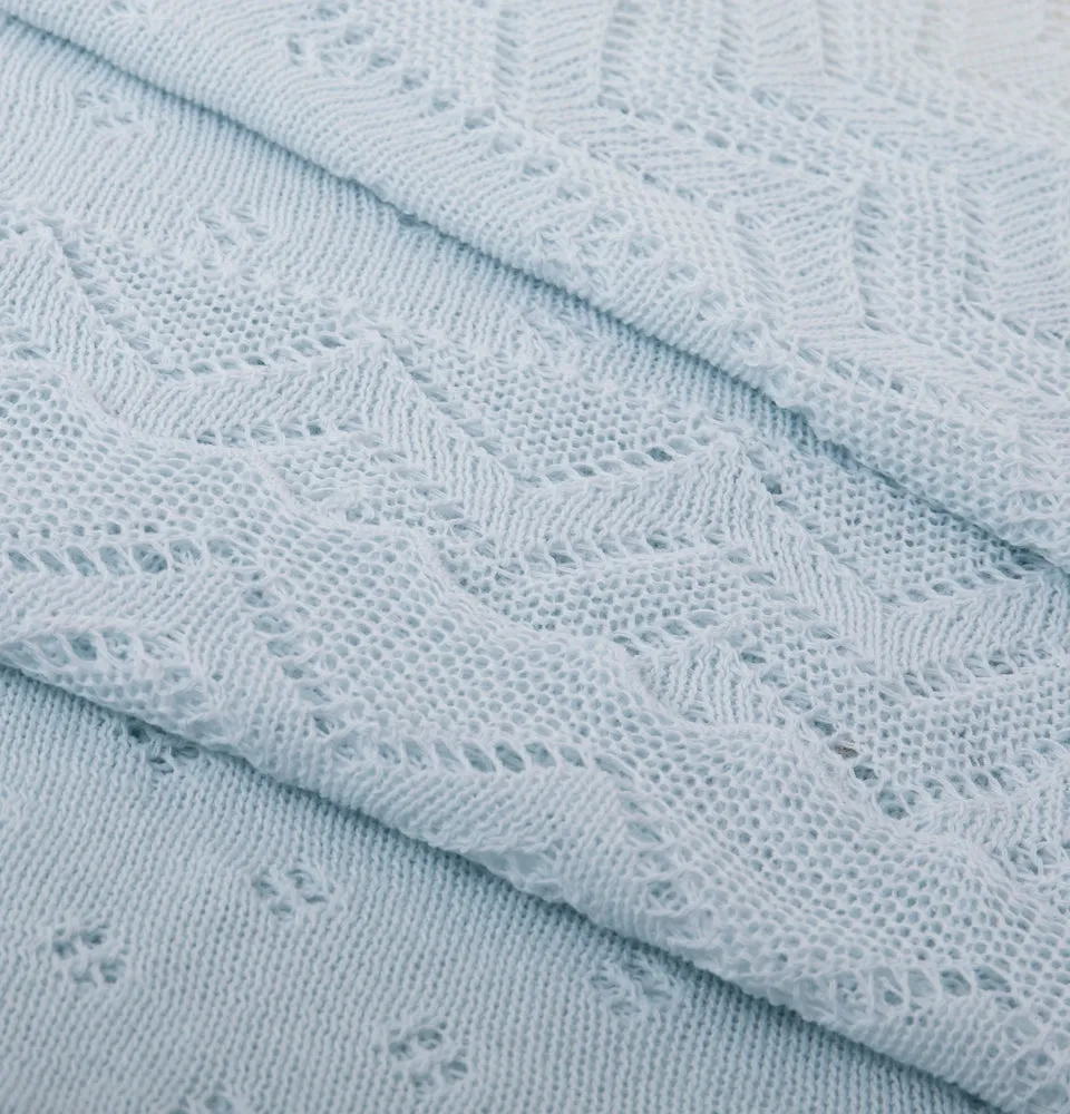 Lacy Acrylic Receiving Shawl - Blue