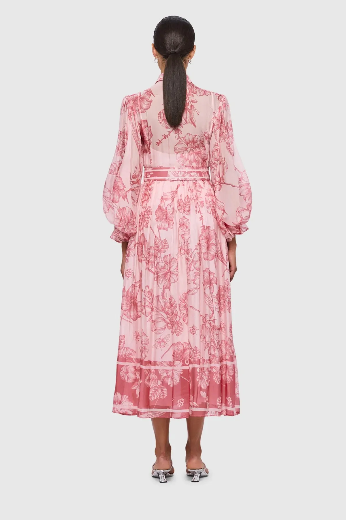 Leo Lin Cassie Tie Neck Midi Dress - Plum Blossom