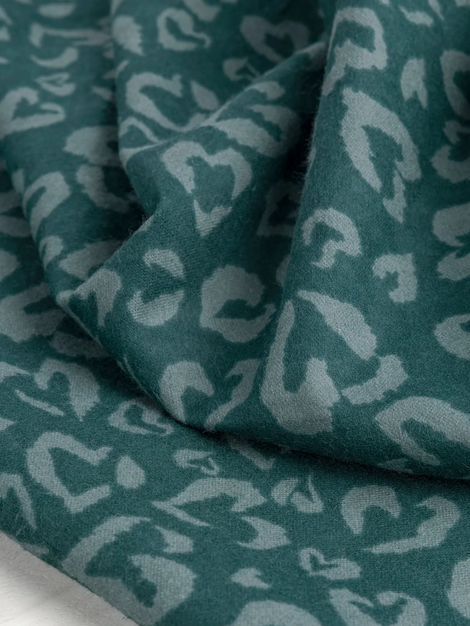 Leopard Print Cotton Flannel Deadstock - Forest Green