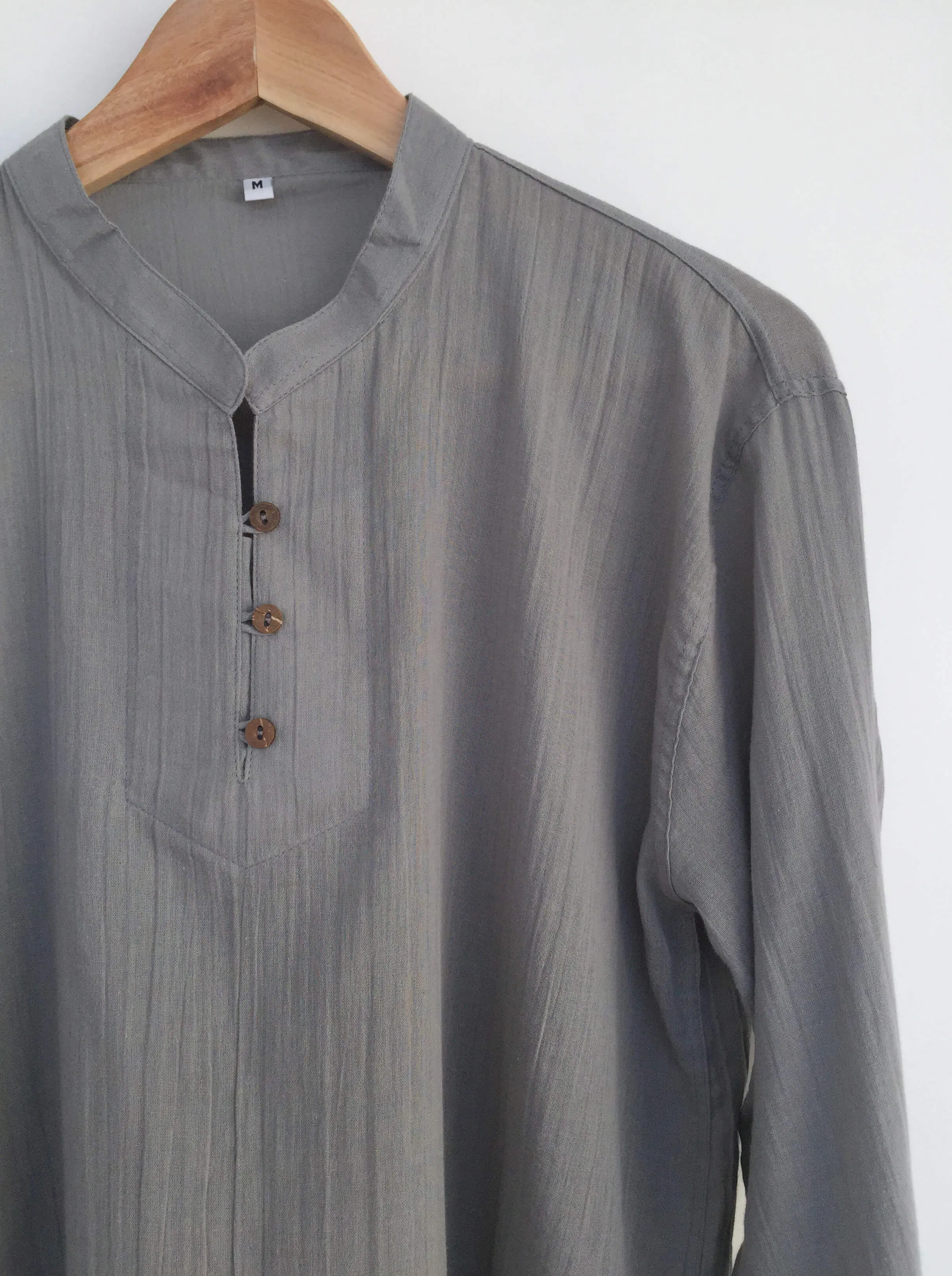 Light Cotton Kurta in Stone Grey