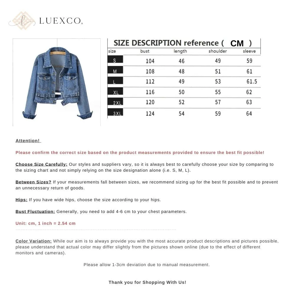 Luexco Ladies Crop Denim Jacket