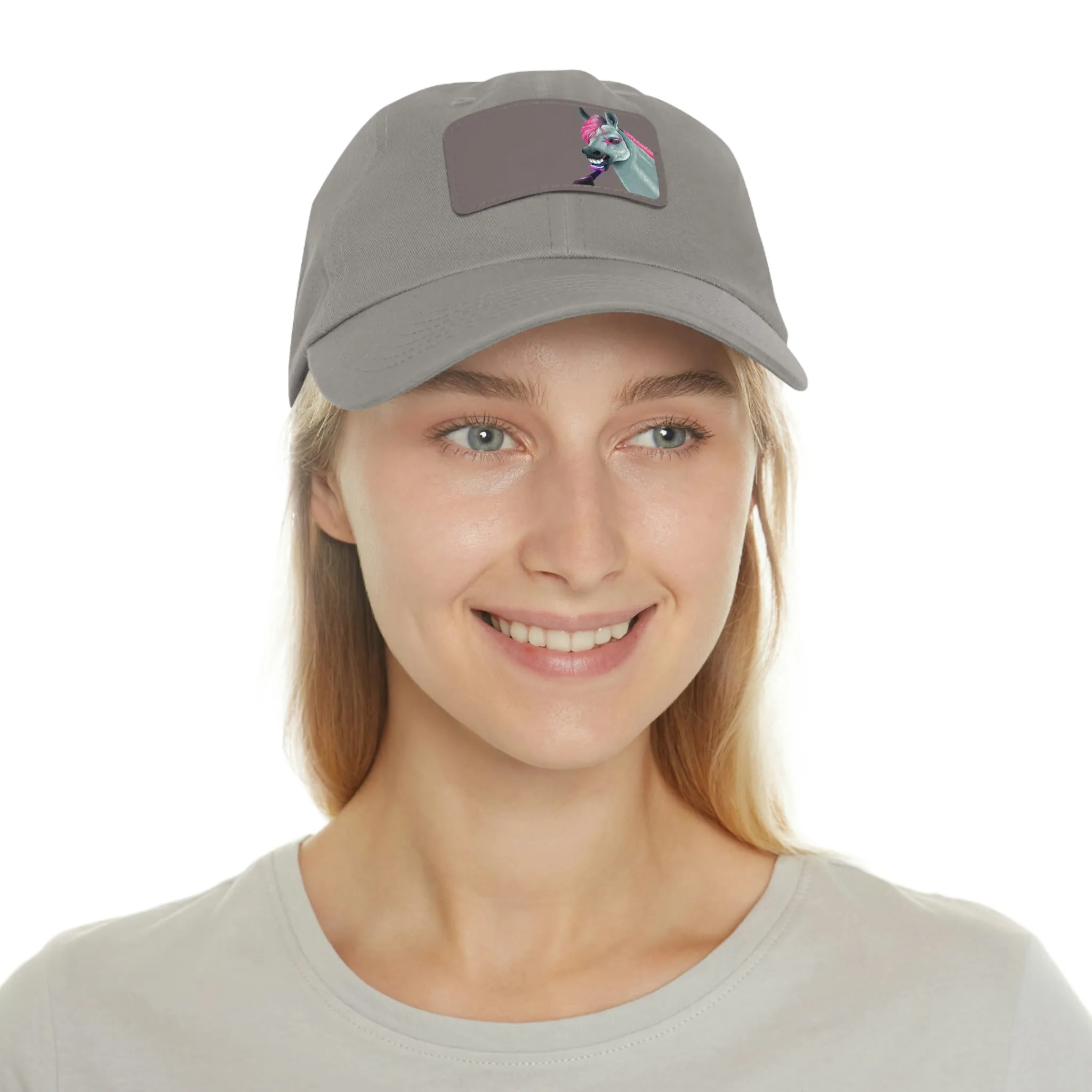 Make-up Horse POD Dad Hat with Leather Patch (Rectangle)