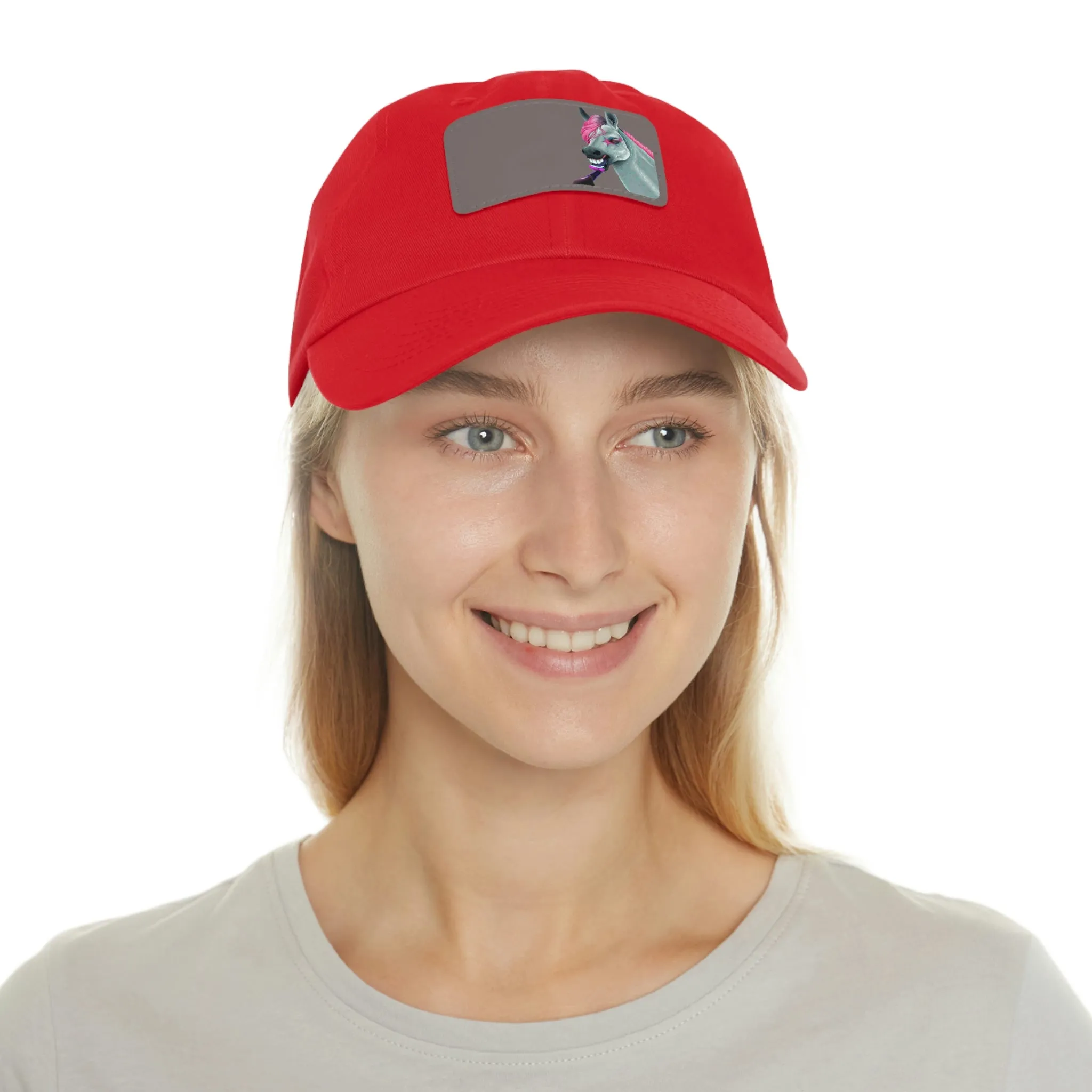 Make-up Horse POD Dad Hat with Leather Patch (Rectangle)