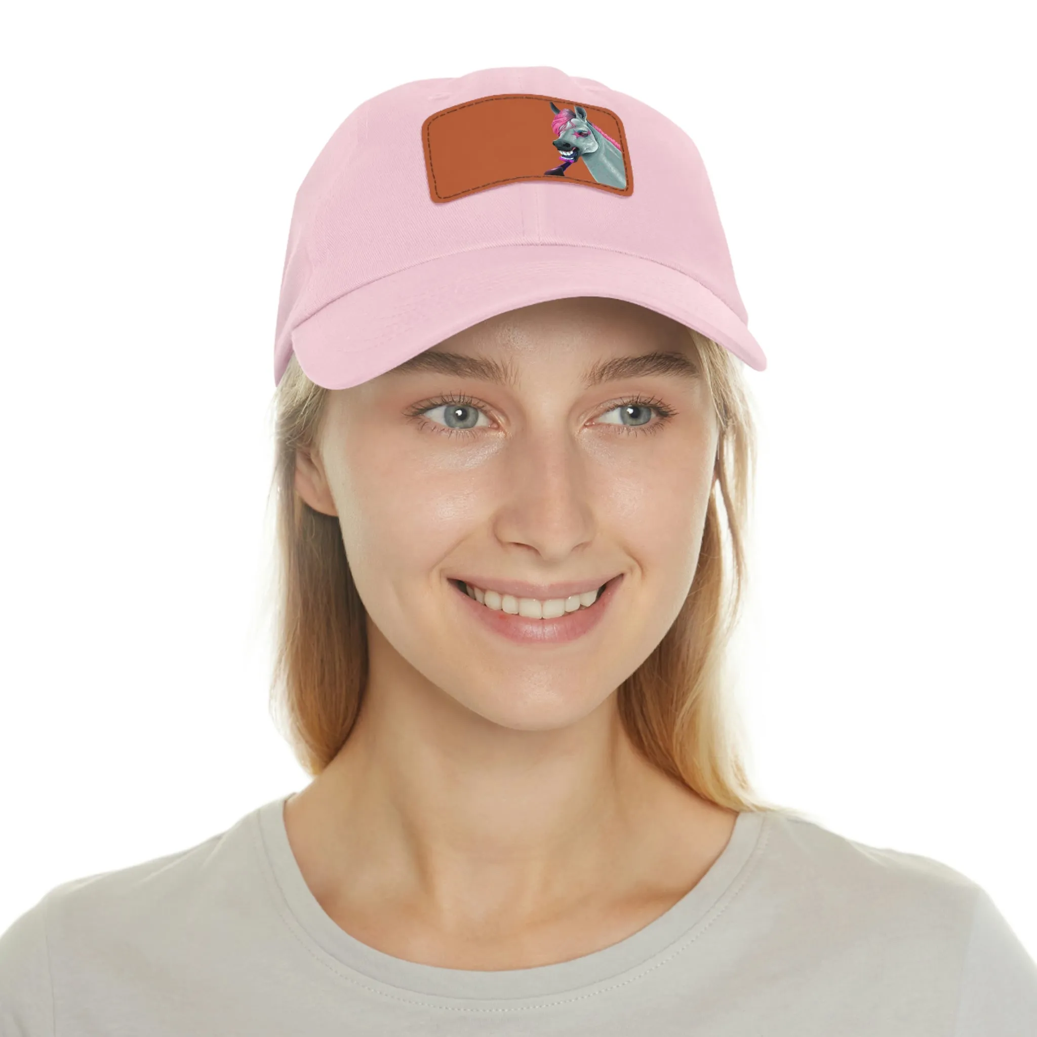 Make-up Horse POD Dad Hat with Leather Patch (Rectangle)