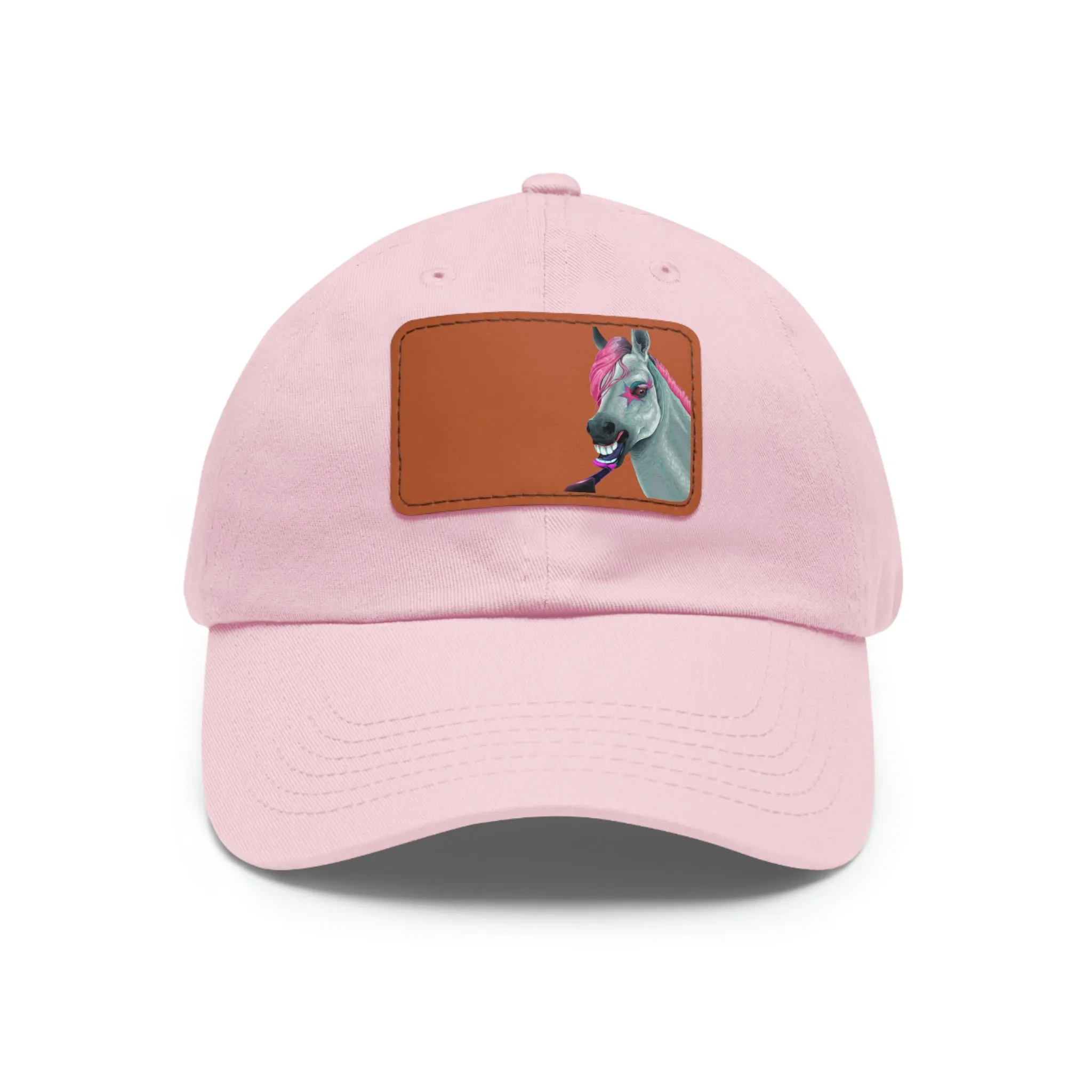 Make-up Horse POD Dad Hat with Leather Patch (Rectangle)