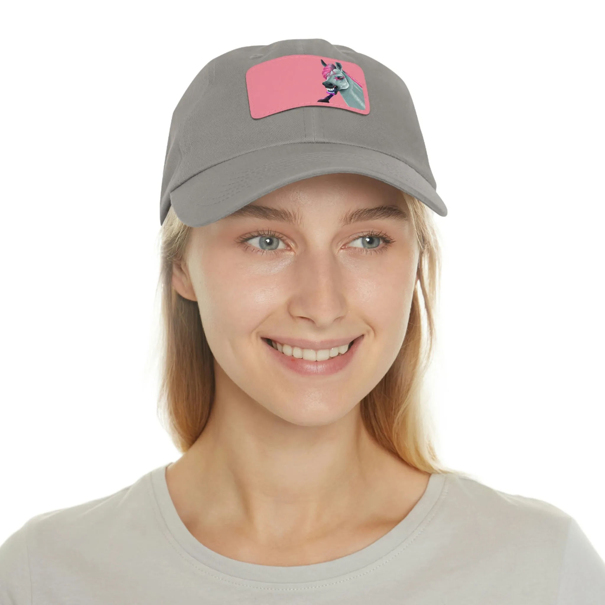 Make-up Horse POD Dad Hat with Leather Patch (Rectangle)