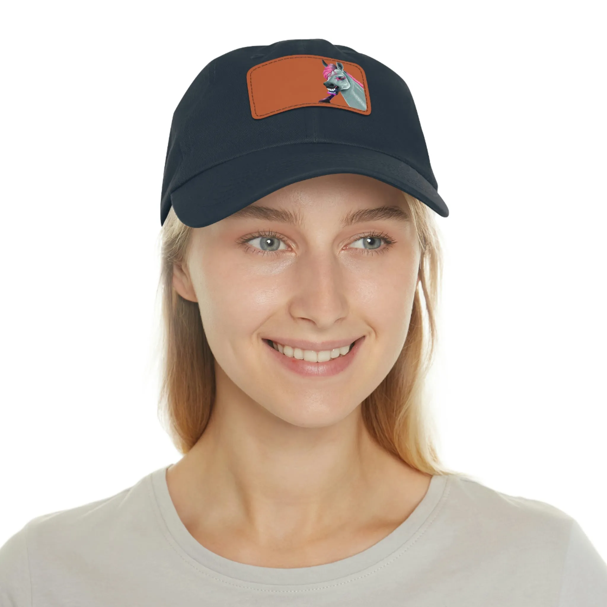 Make-up Horse POD Dad Hat with Leather Patch (Rectangle)