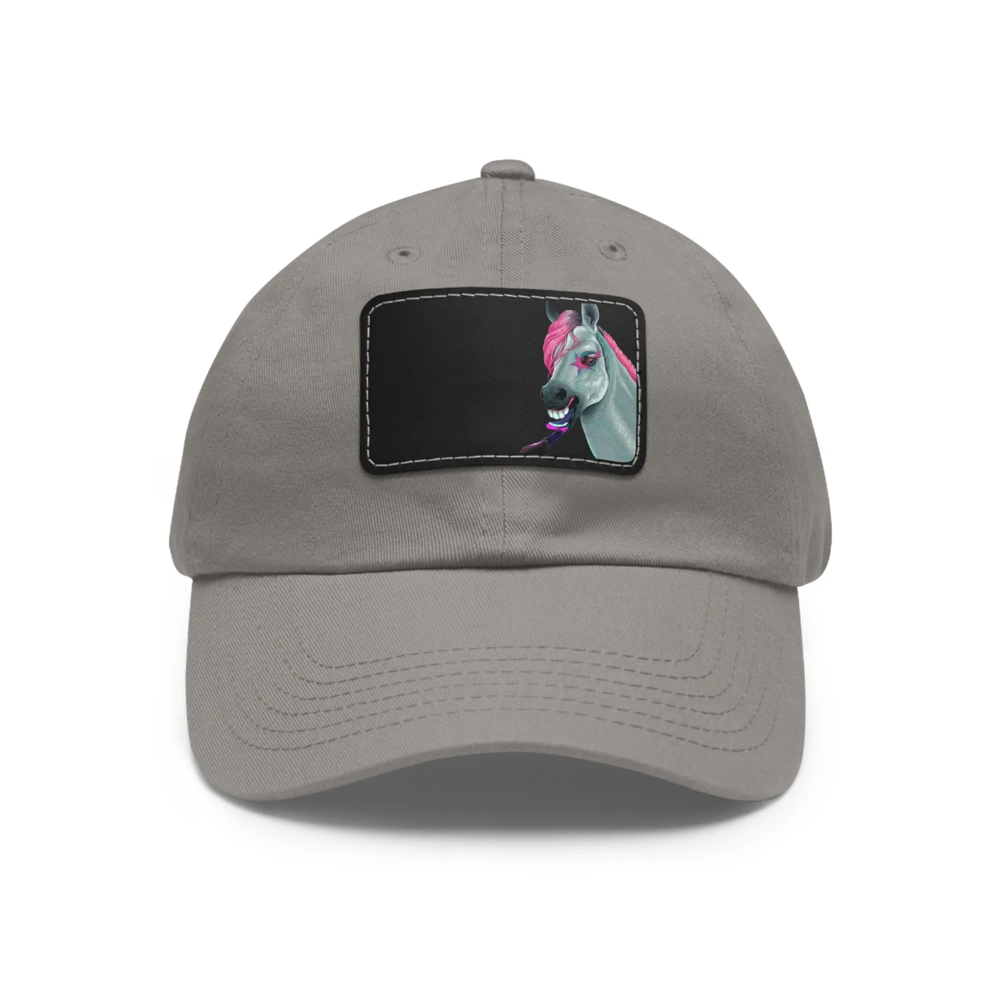 Make-up Horse POD Dad Hat with Leather Patch (Rectangle)