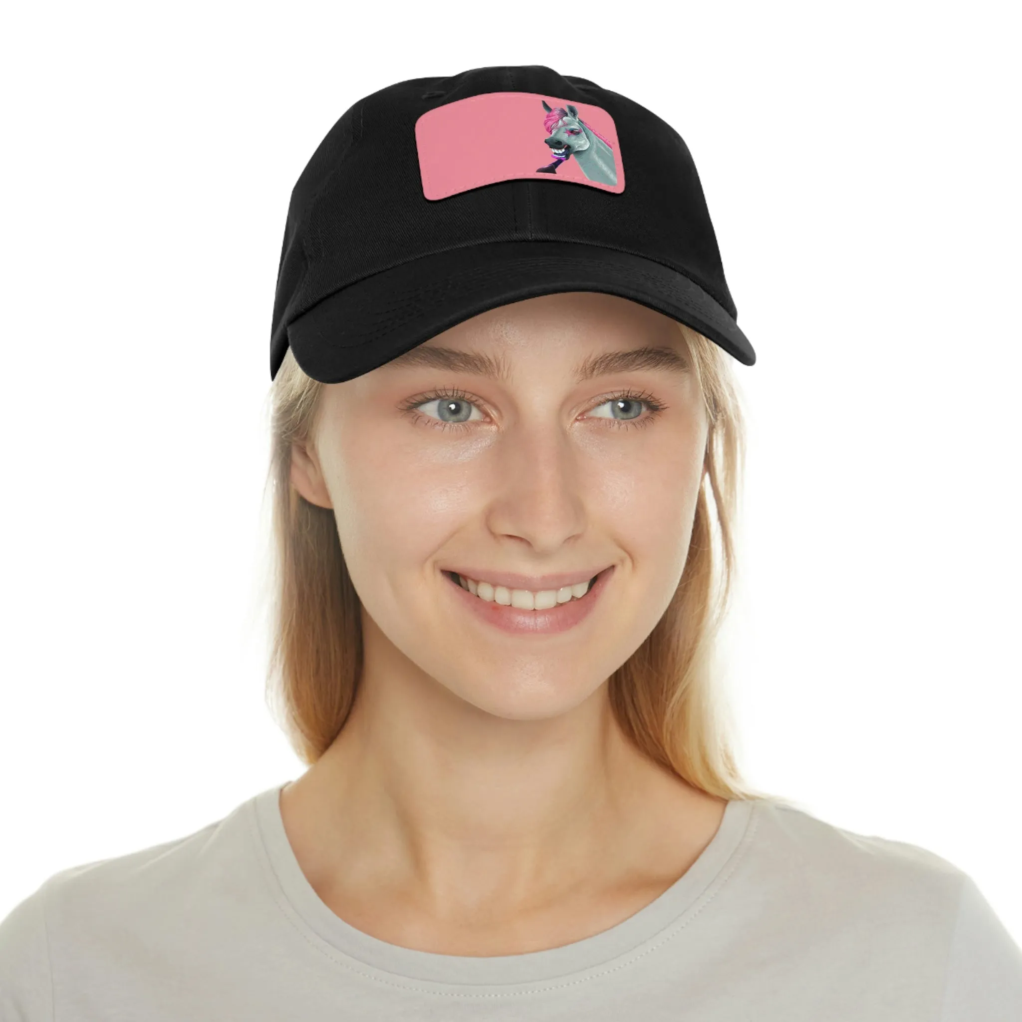 Make-up Horse POD Dad Hat with Leather Patch (Rectangle)