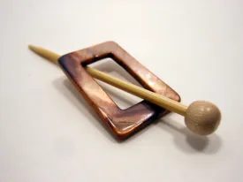 Mother of Pearl Rectangular Shawl Pin "Mountain Rose"