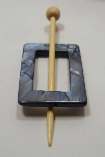 Mother of Pearl Rectangular Shawl Pin "Salish Sea"