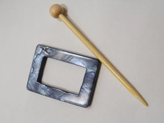 Mother of Pearl Rectangular Shawl Pin "Salish Sea"