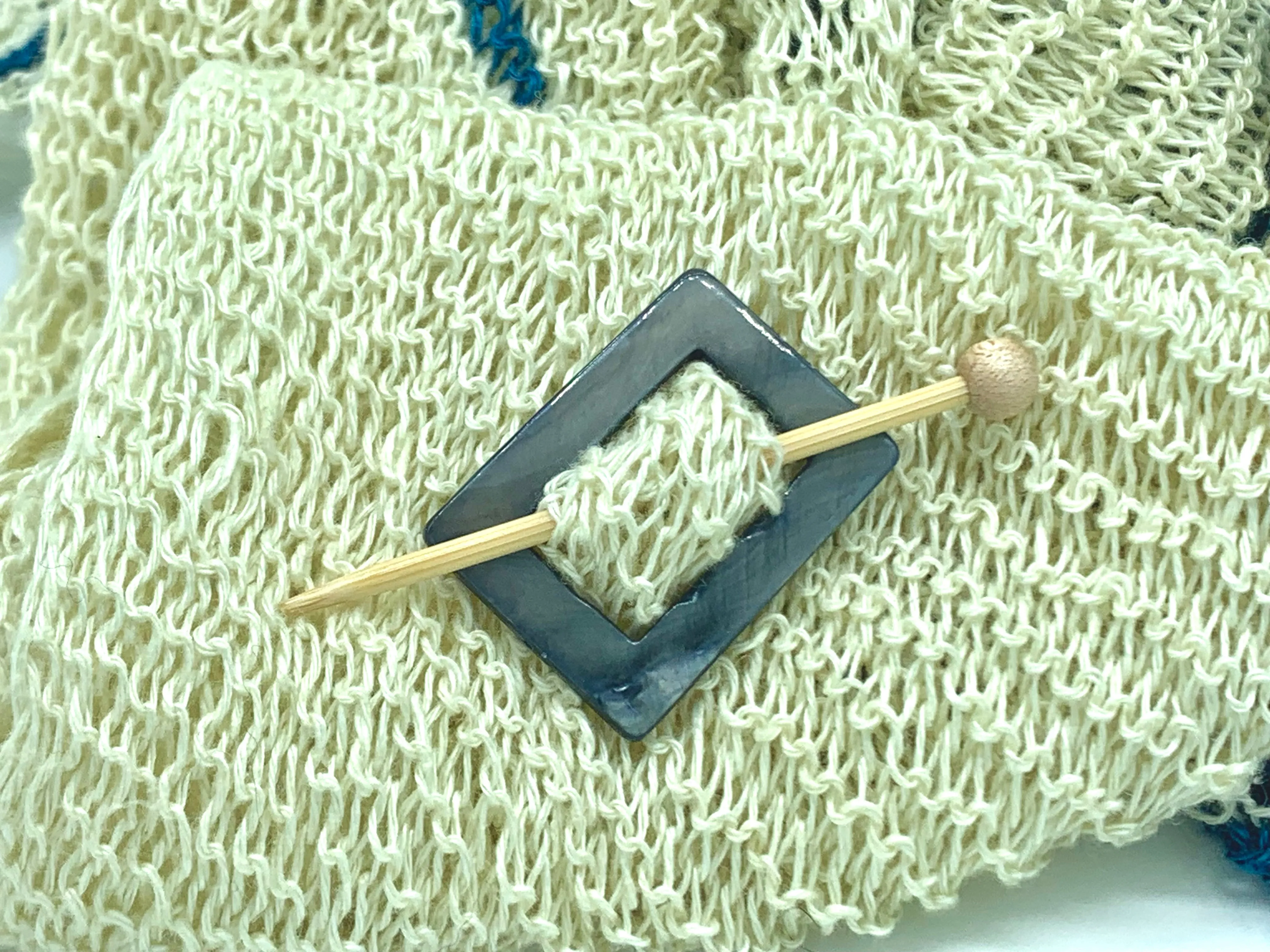 Mother of Pearl Rectangular Shawl Pin "Salish Sea"