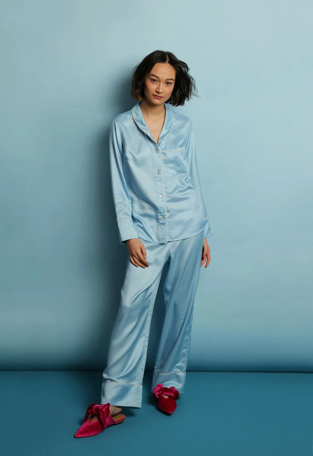 Mulberry Silk Pyjamas - Andaman Blue