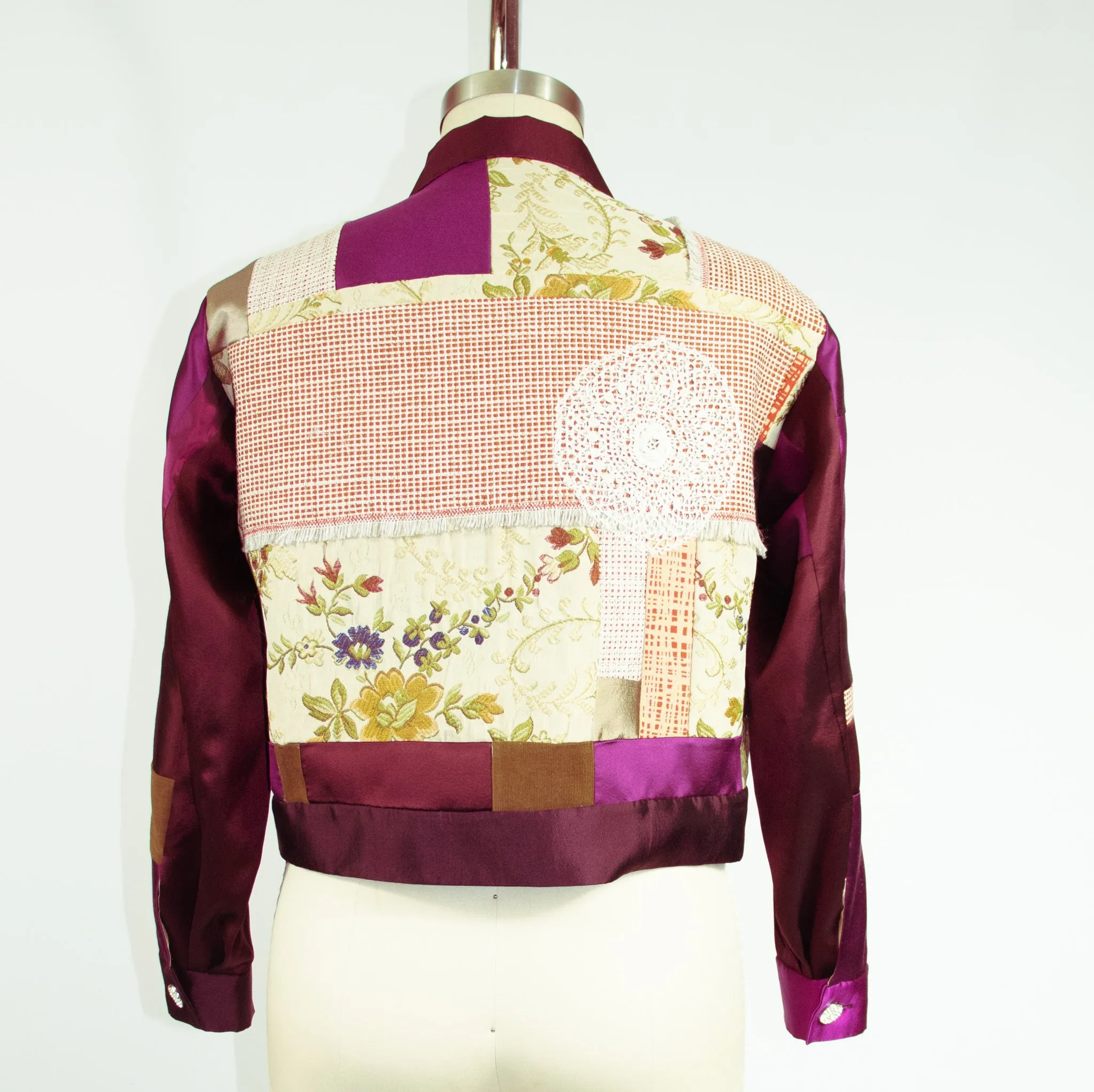 Multi Fabric Patchwork Jacket with Vintage Lace