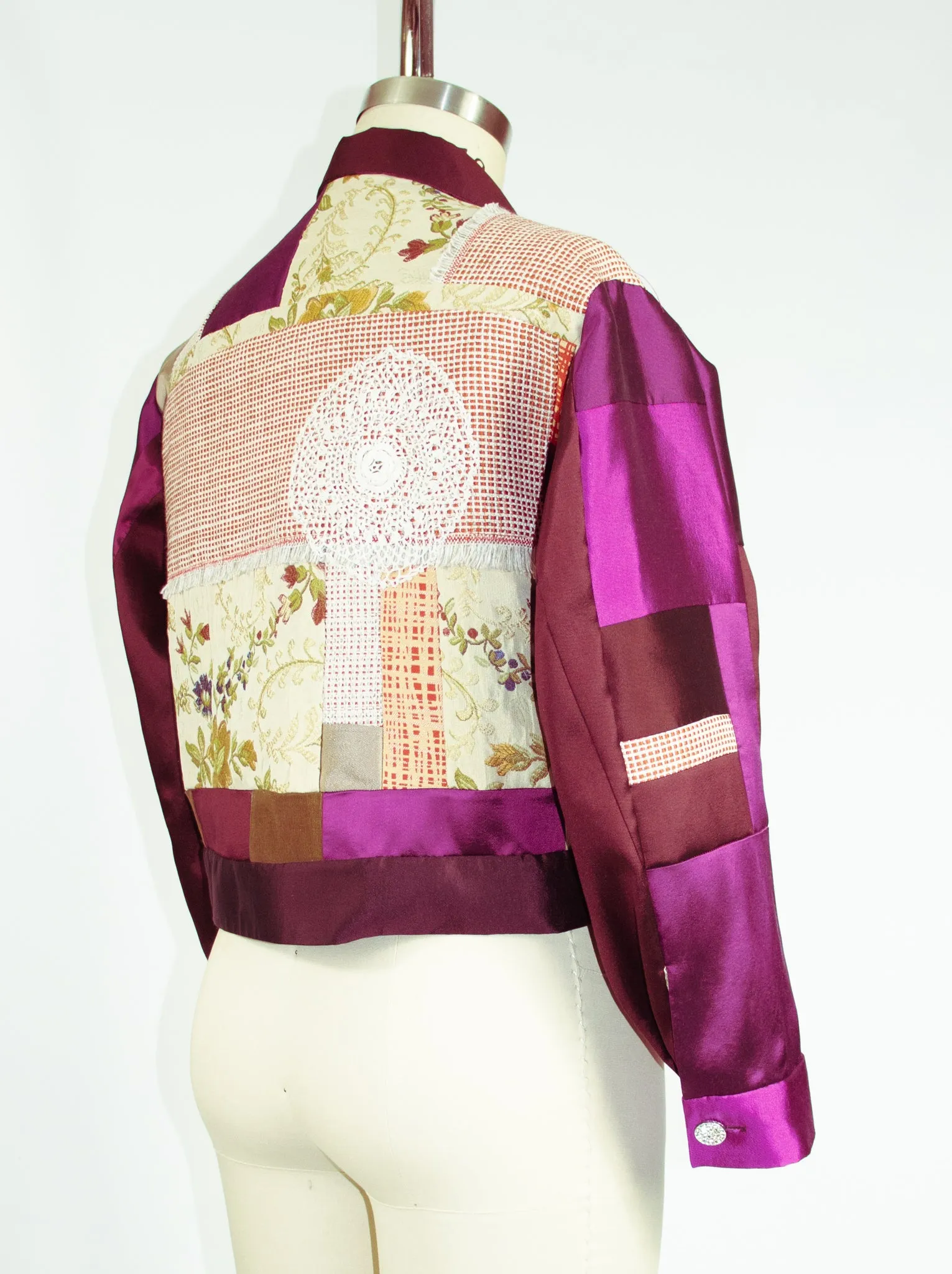 Multi Fabric Patchwork Jacket with Vintage Lace