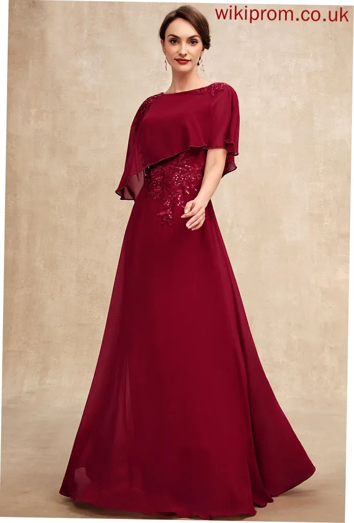 Neck of With Dress Shelby Floor-Length Chiffon Scoop Beading A-Line Mother of the Bride Dresses Bride the Sequins Lace Mother