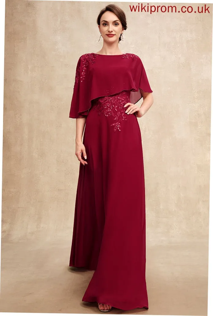 Neck of With Dress Shelby Floor-Length Chiffon Scoop Beading A-Line Mother of the Bride Dresses Bride the Sequins Lace Mother