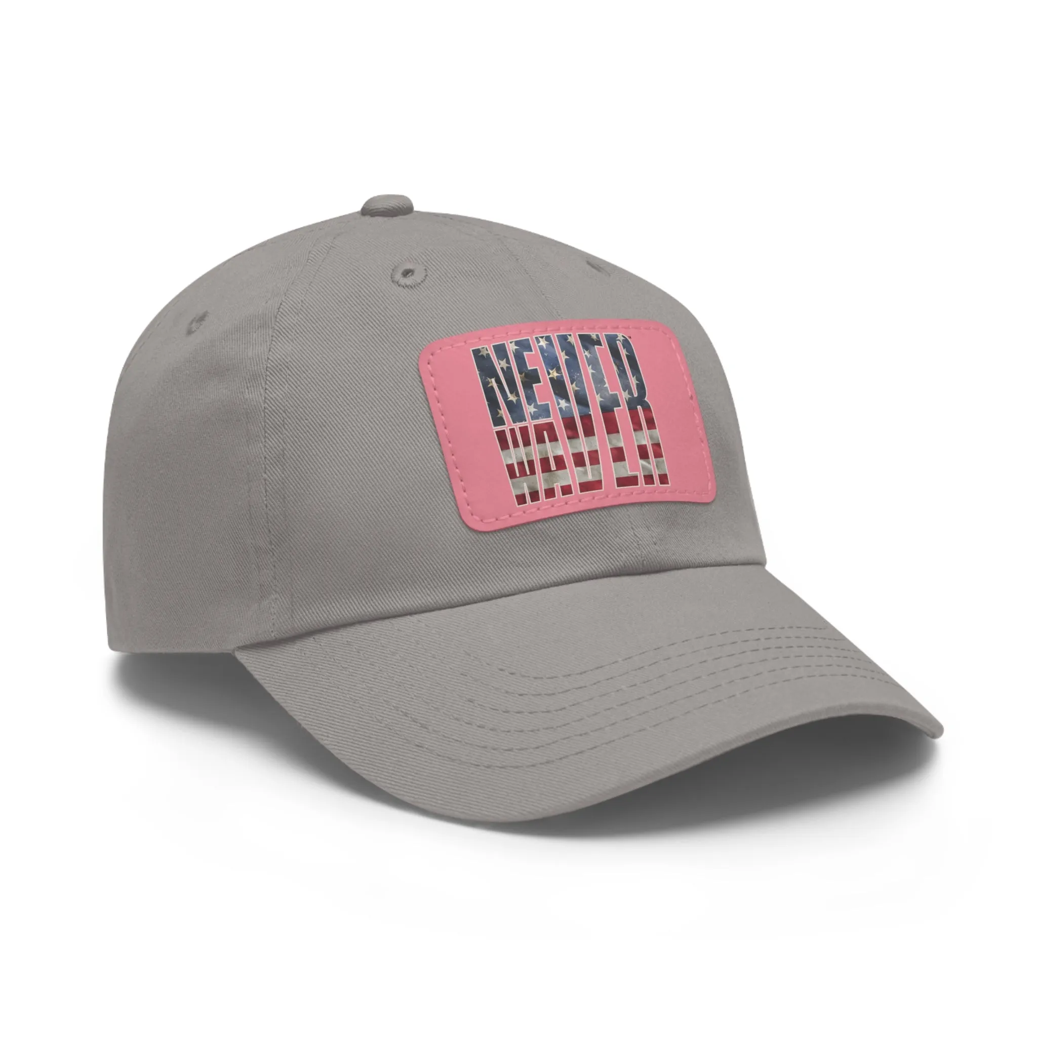 Never Waver Dad Hat with Leather Patch (Rectangle)