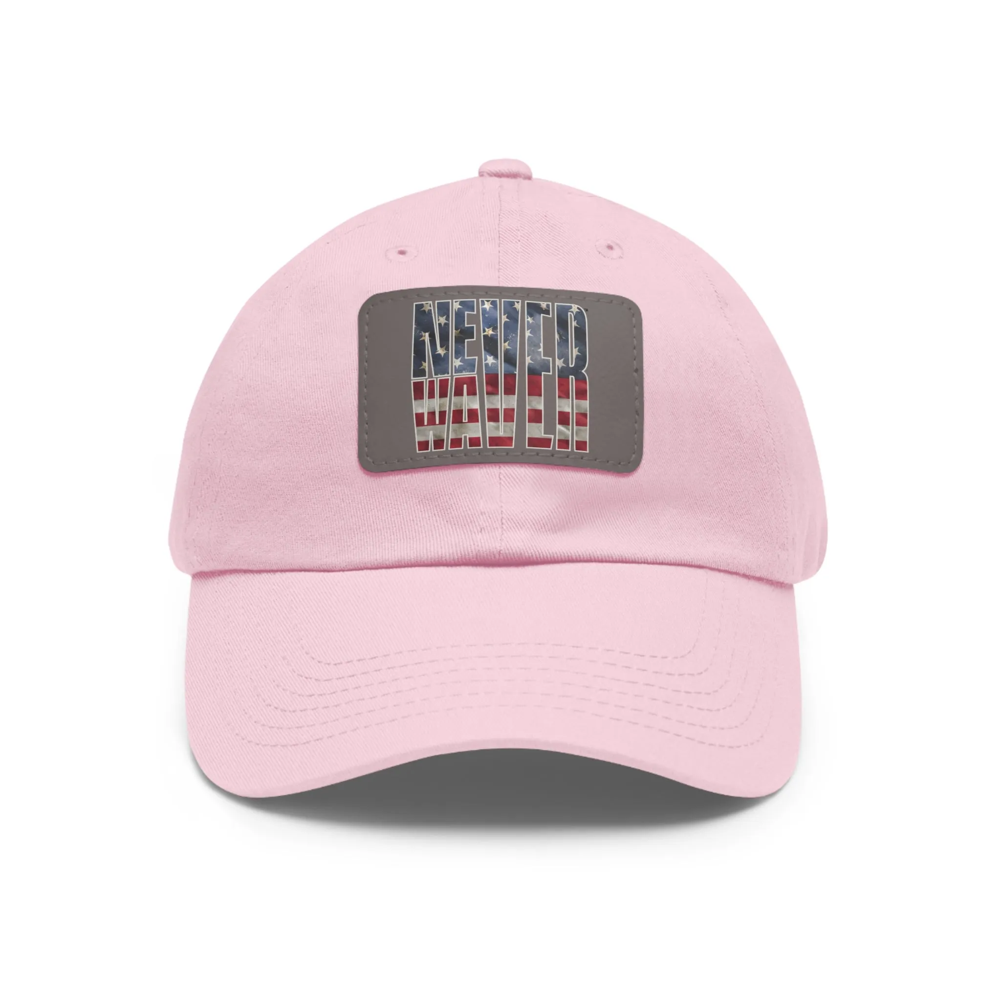 Never Waver Dad Hat with Leather Patch (Rectangle)