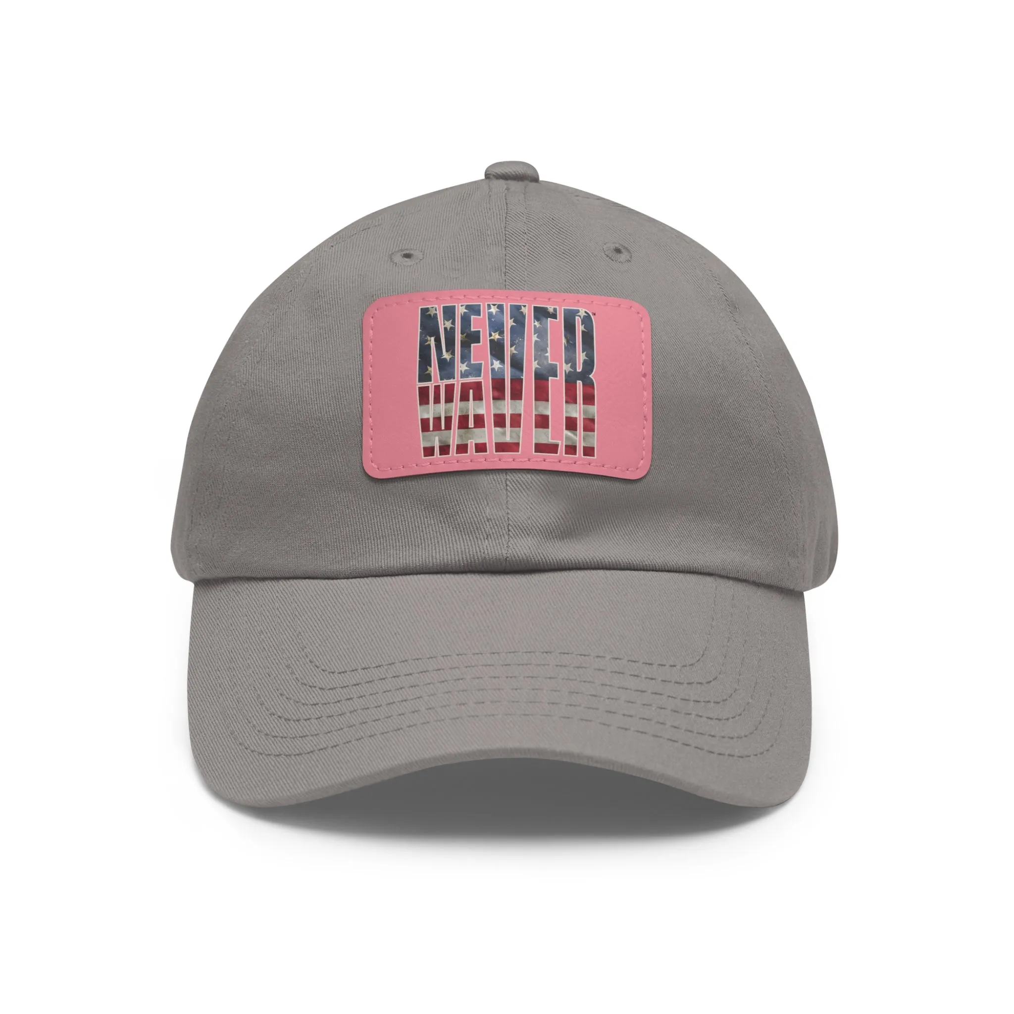 Never Waver Dad Hat with Leather Patch (Rectangle)