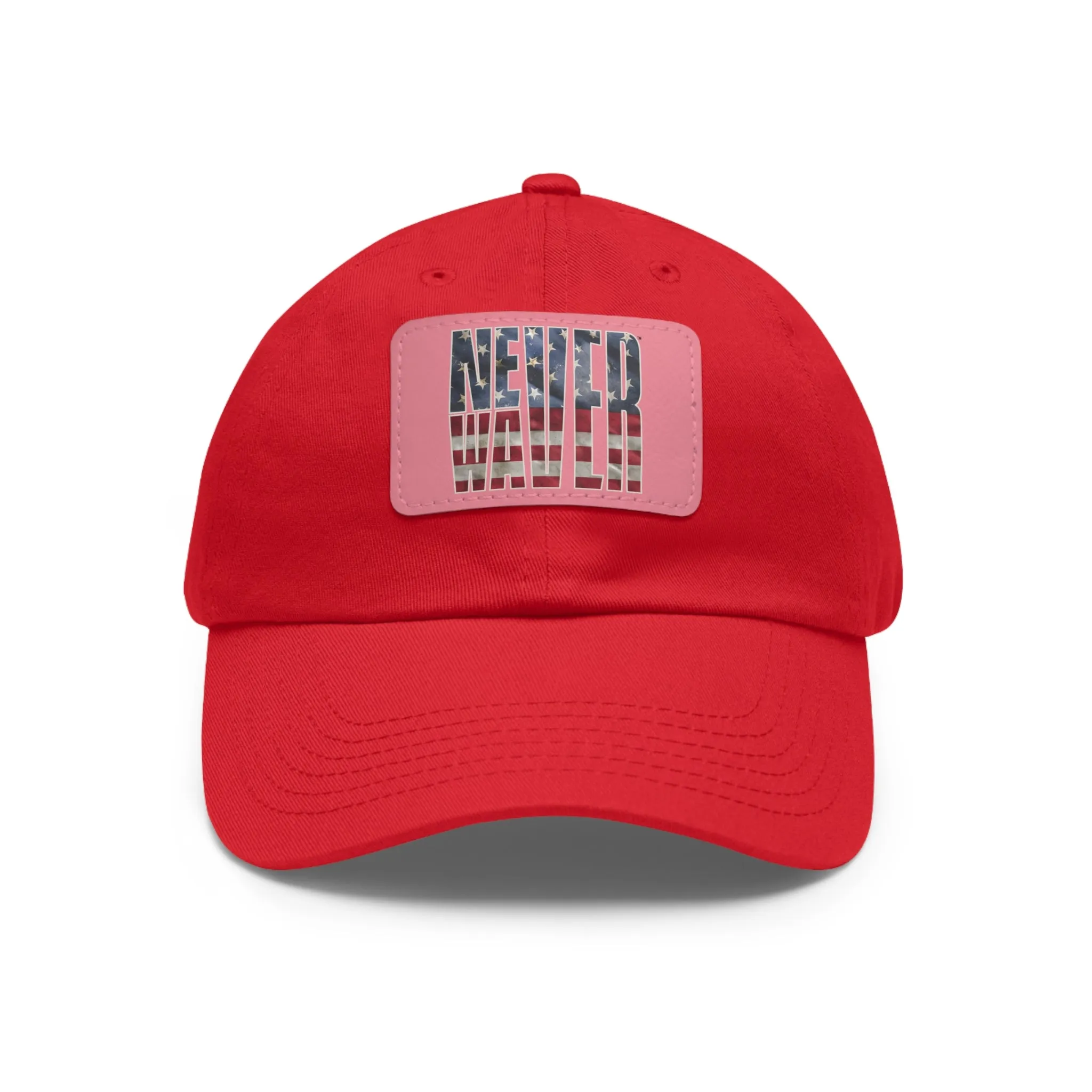 Never Waver Dad Hat with Leather Patch (Rectangle)